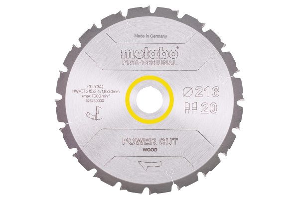 Metabo Sägeblatt "power cut wood - professional", 216x2,4/1,8x30, Z20 WZ 5° neg. (628230000)