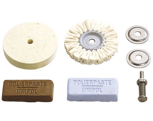 Wolfcraft set di lucidatura per metalli, materie sintetiche, marmo ecc. co