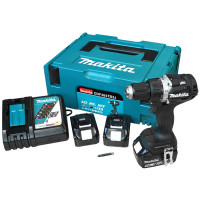 Makita Taladro inalámbrico 18V, 3x5Ah + cargador en Makpac - DDF484TB3J