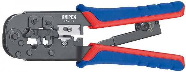 Knipex Krimptang voor Western-stekkers gebruineerd met meer-componentengrepen 190 mm - 97 51 10