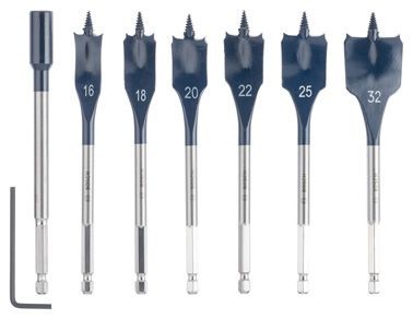 Bosch Set da 7 punte fresatrici piatte Self Cut Speed 16, 18, 20, 22, 25, 32 mm