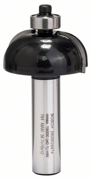 Bosch Hohlkehlfräser, 12 mm, R1 12 mm, D 36,7 mm, L 16 mm, G 70 mm