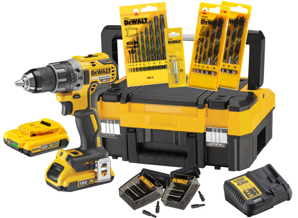 DeWALT Taladro Atornillado 18V/2Ah, sin escobillas, con 71-ud. de accesorios - DCK791D2T-QW