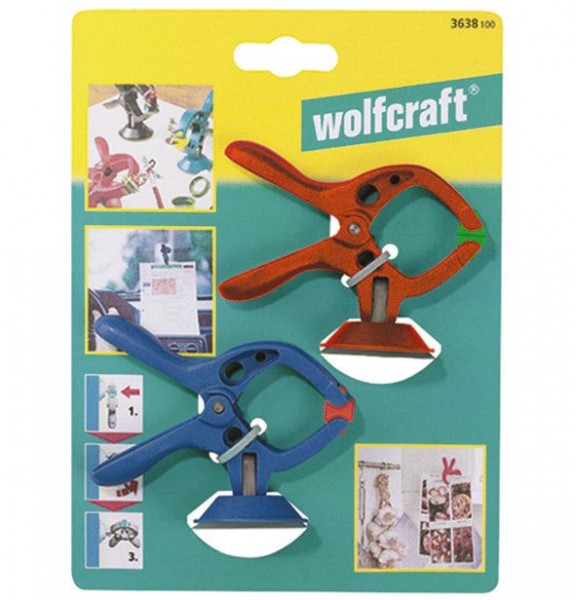 Wolfcraft 2 microfix - pinzas con resorte, con ventosa, 30 mm - 3638100