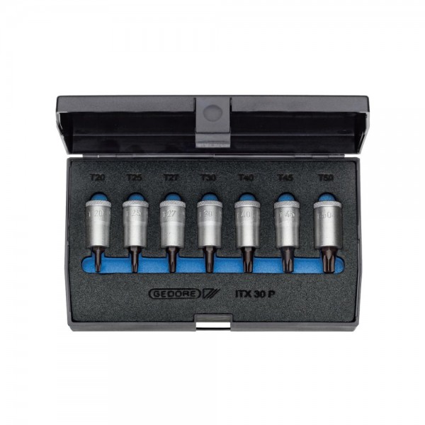 Gedore Serie di bussole giraviti 3/8", 7 pz., impronta TORX interna T20-50 - ITX 30 PM