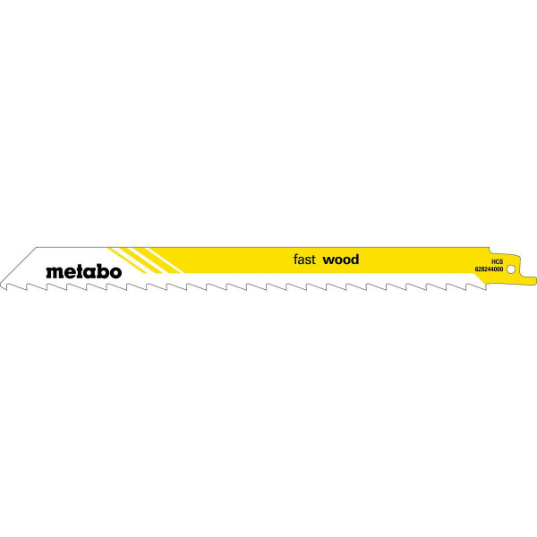 Metabo 5 lames de scie sabre « fast wood » 225 x 1,25 mm, HCS, 8,5 mm/ 3 TPI - 628244000