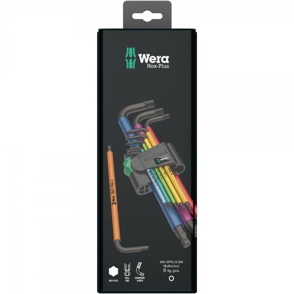 Wera 950 SPKL/9 SM N Multicolour Assortimento di chiavi a L, metriche, BlackLaser, 9 pezzi - 05073593001