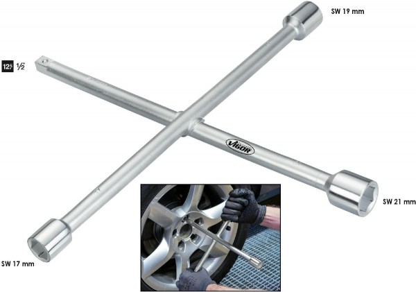 Vigor Kreuzschlüssel Außenvierkant Antrieb 12,5 = 1/2 Zoll Pkw - V4195