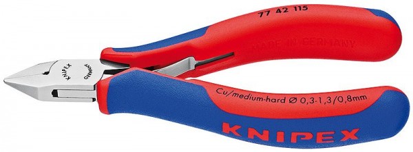 Knipex Elektronica-zijsnijtang spiegelgepolijst met meer-componentengrepen 115 mm - 77 42 115 SB