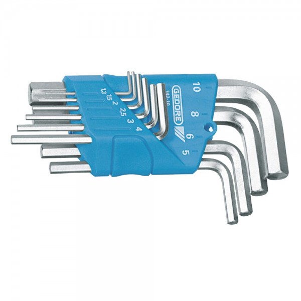 Gedore Serie di chiavi maschio esagonale piegate in supporto 10 pz. mm - H 42-10